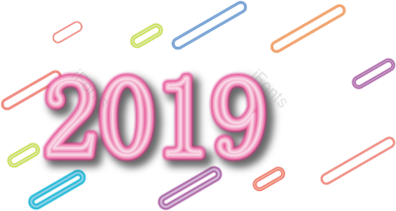 简单的 时尚 卡通 二千零一十九 新年 年 喜庆的 霓虹灯
