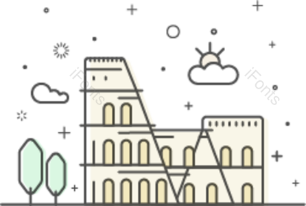 罗马 著名建筑 创意 线性 简约 旅游 图标 插画