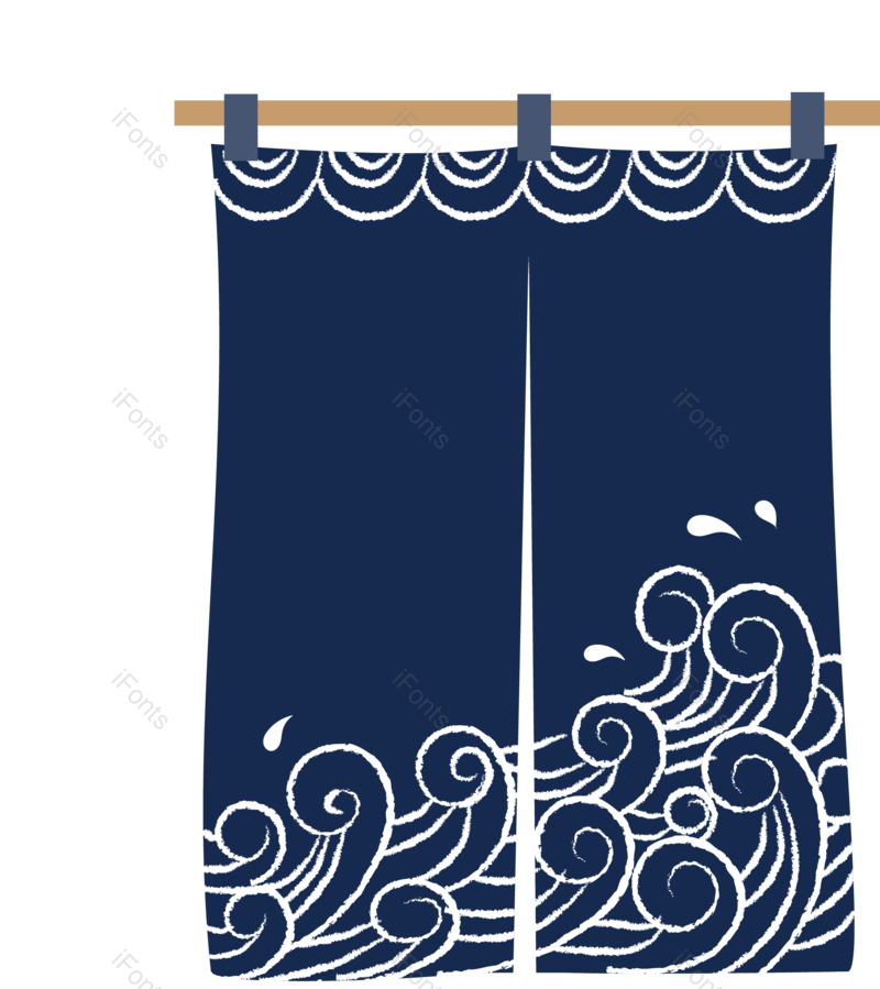 复古图片,帘子元素,古典PNG,蓝色免抠素材
