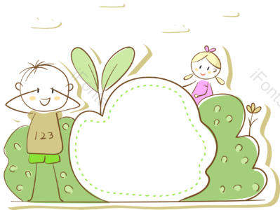 手绘 白边 纸片人风格 可爱 小男生 小女生 小孩 文本框