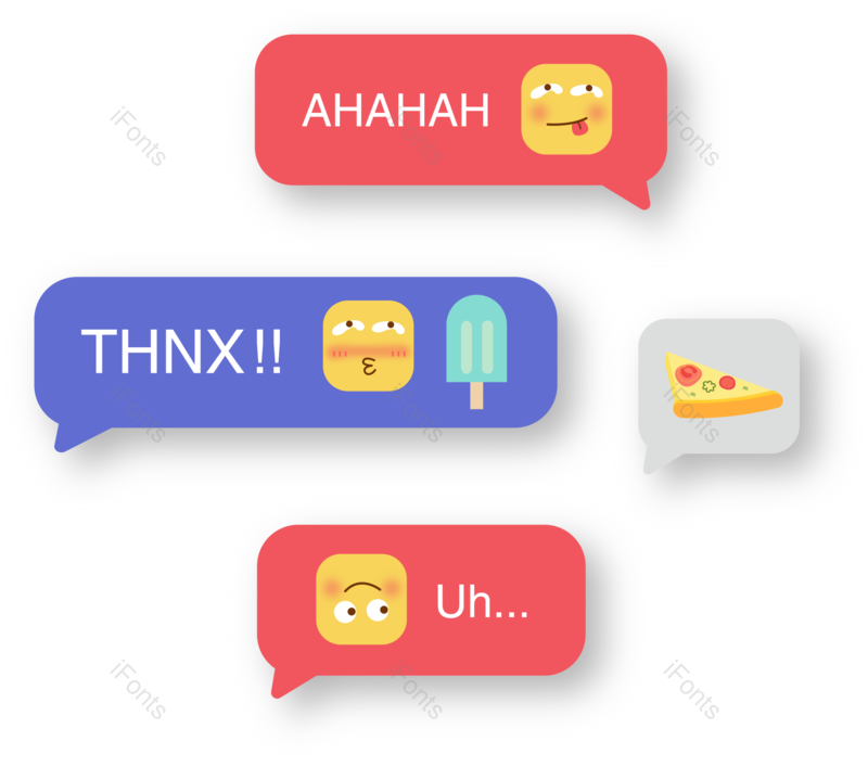 聊天图片,FACEBOOK元素,对话框PNG,微笑表情免抠素材