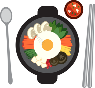韩国  石锅饭  广告元素  美味佳肴  简单  模式  手绘  图像