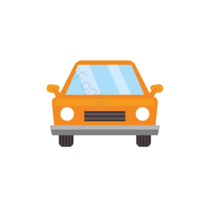 汽车 橘色 扁平 简约 创意 车