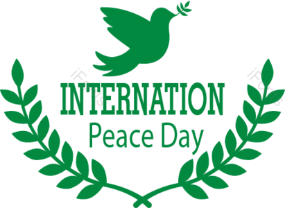 绿色 创意 树叶 国际和平日 徽章 标志 和平日 节日标志