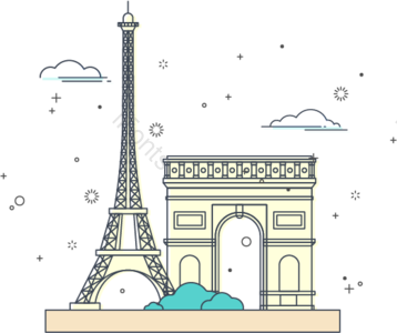 有创意的 简单的 线性的 插画用图 法国 旅游局 建筑 凯旋门