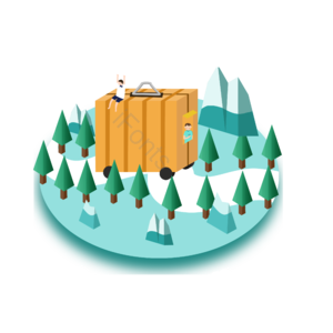 云 树 山 旅行 旅行包 愉快 树矢量图 云矢量图