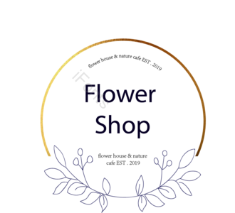 简约 金属边框 花店 标志 线稿 线性花 花枝 矢量