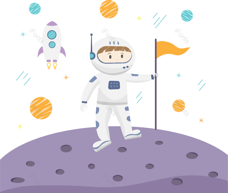 火箭图片,蓝色元素,紫色PNG,星星免抠素材