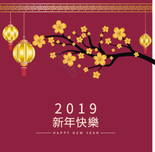 手绘 猪年 春节 新年 金色 梅花 灯笼 年味