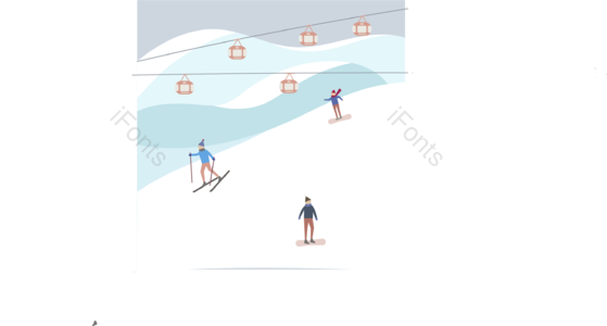雪山 游览 分子 韩国风格 数据 单板滑雪 极简主义 浅色