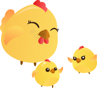 动画片 可爱 展开翅膀 爱使 伫立 黄色 鸡妈妈