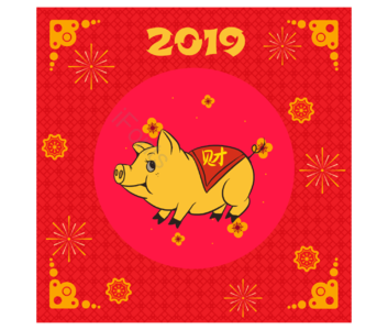 中国风 边框 猪年 绽放 春节 2019
