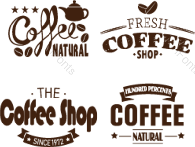 复古的 时尚 花体 cafe 文字艺术 有创意的 标贴标签 签签