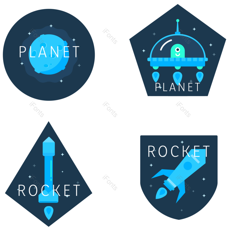火箭图片,蓝色元素,卡通外星人PNG,星星免抠素材