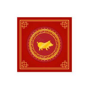中国风 金色边框 小猪 猪年 春节