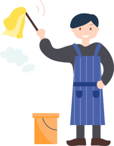 抹布 水桶 男人 家居服务 家居 家具清洁 清洁服务 人物设计