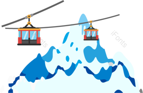 索道  缆车  动画片  观光  雪山  观光车  雪花  山峰