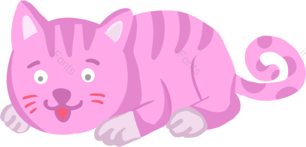 手绘 卡通 可爱 插画 小猫 猫咪 猫 粉色