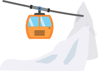 索道 缆车 动画片 旅游观光 雪山 观光车 雪花 山峰山峦