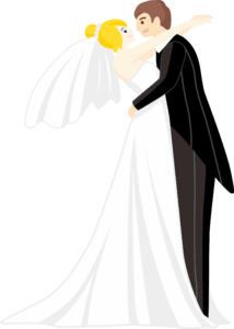 动画片 婚礼 婚纱 新娘和新郎 爱 白色 向量 适合