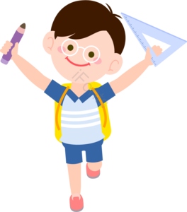 可爱 手绘 小学 男生 学生 矢量