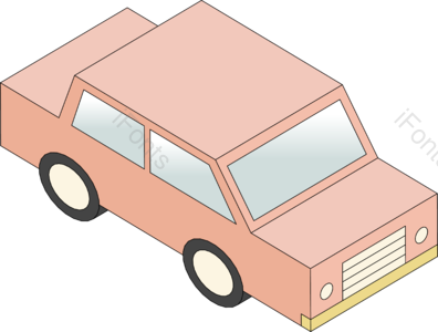 粉色 汽车 方形 扁平化 复古 简约 清新 插画