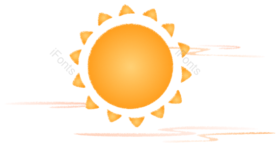 太阳   橙色  蜡笔绘制风  