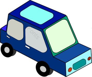 立体 2 5D汽车 卡通 蓝色 汽车插画 玩具 汽车装饰