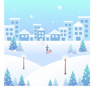 延迟 冬季 雪景 户外活动 恋人 人物 路灯 繁星