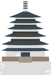 日本 地标建筑 法隆寺 日式 传统建筑 寺庙 矢量 简约