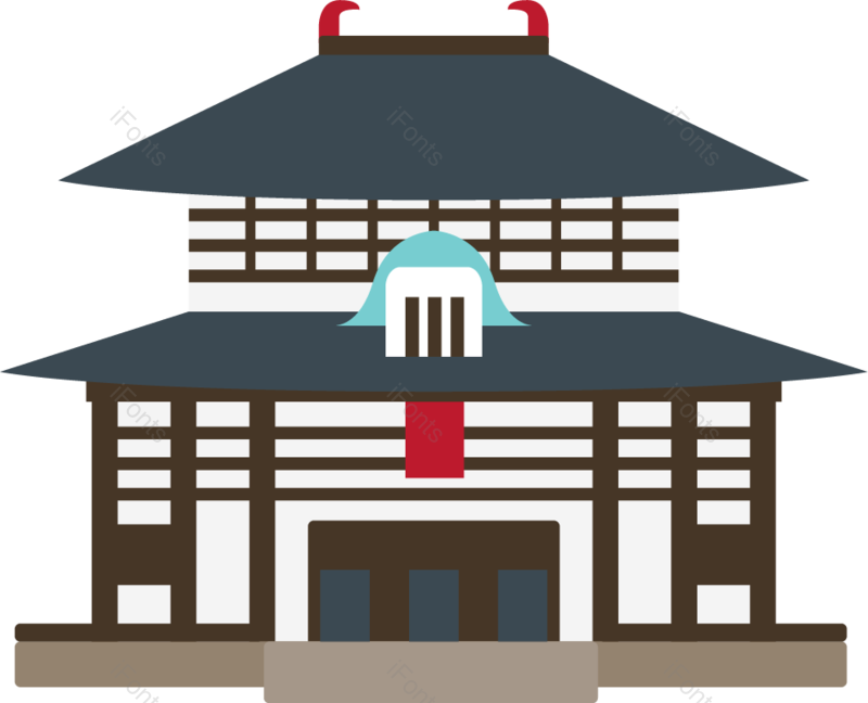 插画图片,矢量插画元素,日本PNG,传统建筑免抠素材