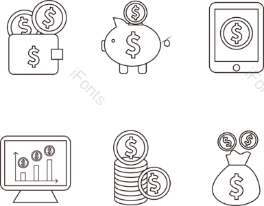 金币 小猪钱罐 钱袋 钱包 金融 财务 电脑 手机