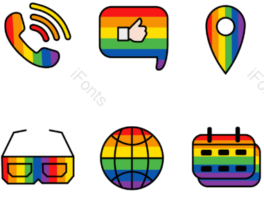 LGBT 有创意的 图标 坐标 覆历 竖起大拇指 爱情爱心 电话
