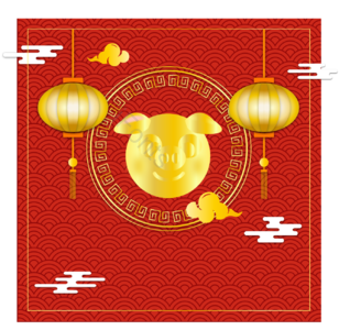 中国风 金色 猪头 动物 猪年 春节 新年 祥云
