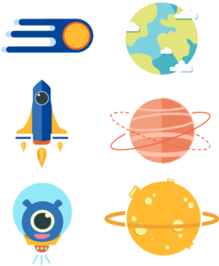 动画片 图贴 星星 宇宙 地球 星球 火箭 流星