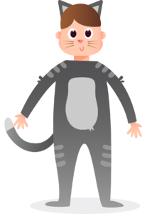 万圣节 孩子 猫人 卡通风格 插画 扁平风格 彩色