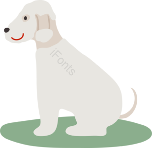白色 手绘 可爱 牧羊犬 狗狗 矢量