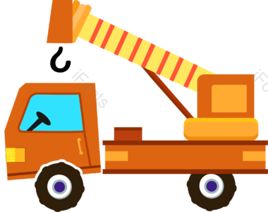 车 吊车 橘色的车 工具车 交通工具 轮胎 重型车 矢量插图