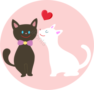 可爱 手绘 小猫 情侣猫 猫咪 爱 矢量