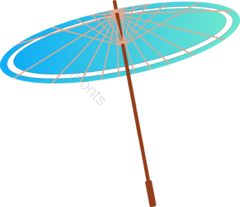 插画 手绘 日本 雨伞 立体