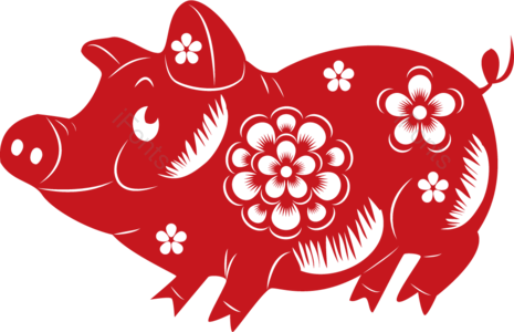猪 卡通猪 快乐卡通猪 插图 植物 动物 卡通 手拉的