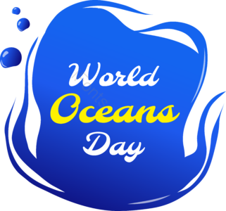 世界海洋日 水滴 蓝色 渐变 海洋 水纹 气泡 卡通
