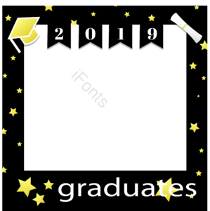 2019年毕业 卡通风格 星际边界 文框 金色 照片边框 毕业拍照边框 毕业图片