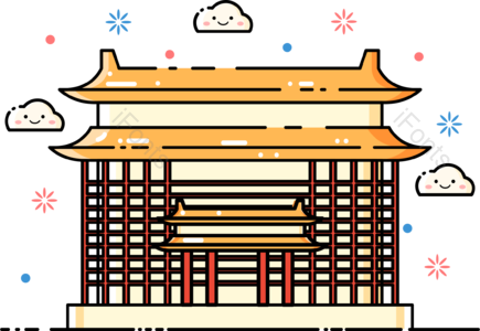 姆贝 片状云 台北 台湾 建筑 扁平 向量 圆山大酒店