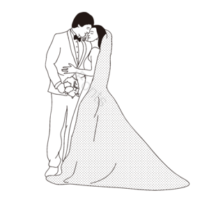 婚礼 新郎新娘 婚纱 人物 结婚 婚纱照 线描 插图