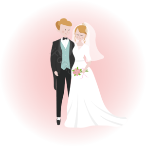 婚礼 婚纱 白色 黑色 西装 夫妻 卡通 手绘