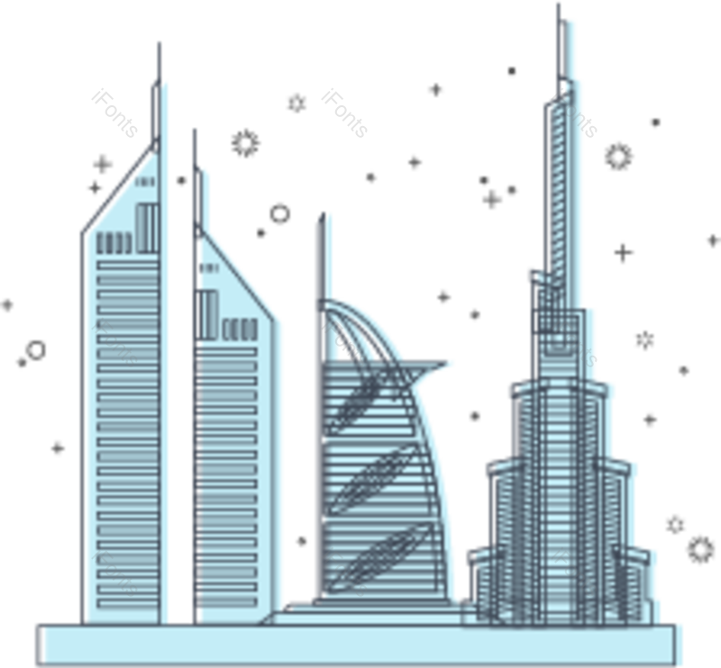 清新图片,现代建筑元素,简约PNG,迪拜免抠素材