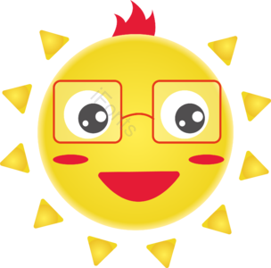 太阳 刘海 眼睛 可爱 矢量 卡通 拟人 红毛