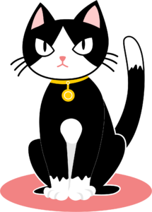 猫 动物 可爱 项圈 黑白 手绘 卡通