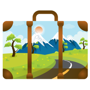 创意行李箱 行李箱 黄金周 旅游 旅行 日本 富士山 树木